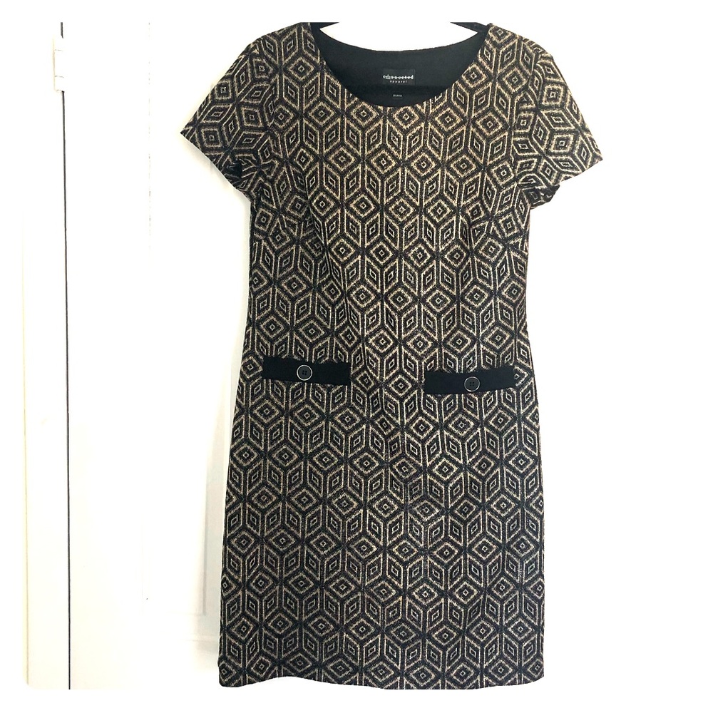 Knee length A line Connected black dress 10